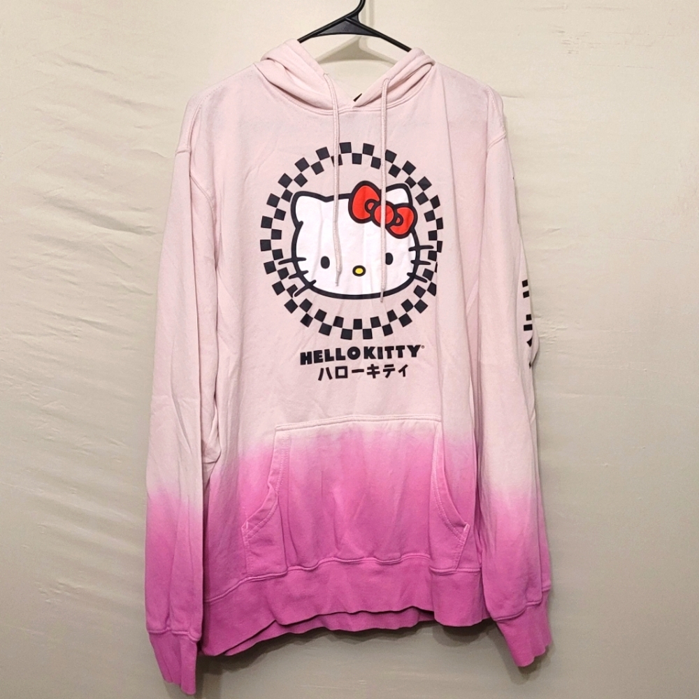 Hello Kitty Sanrio Bioworld Men’s Dip Dye Pink Hoodie Size L 42/44